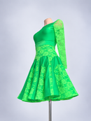 Arched lace yoke and flared skirt