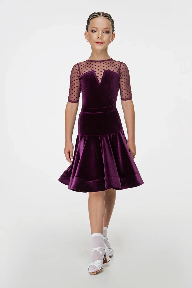 Velor dance dress with polka dot mesh inserts (skirt-two suns)