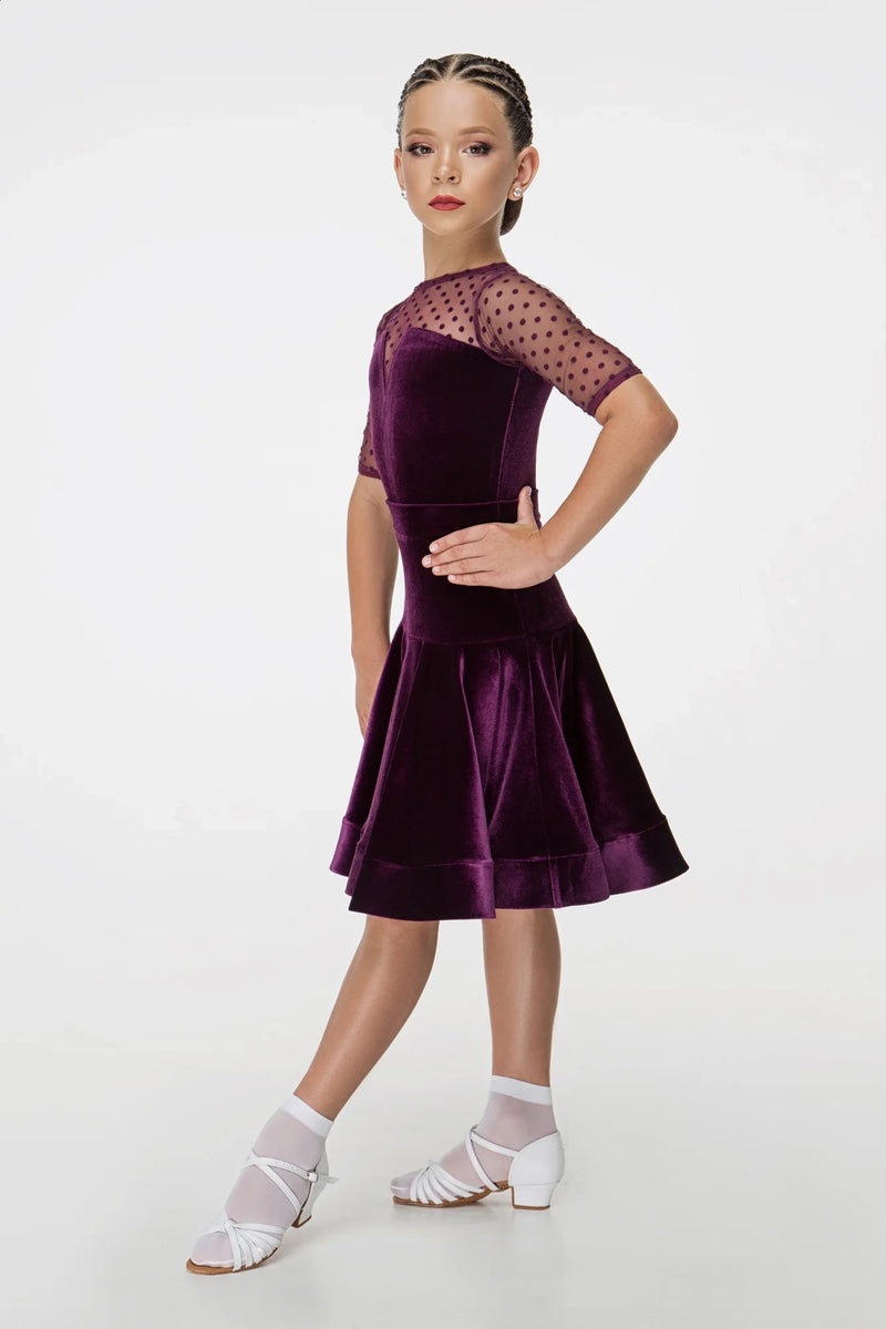 Velor dance dress with polka dot mesh inserts (skirt-two suns)