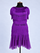Purple fringe latin dress front view
