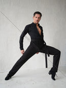 Men's dance shirt with mandarin collar