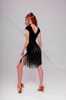 Elegant Latin Dance Dress with Fringe Detailing