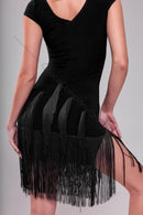 Elegant Latin Dance Dress with Fringe Detailing