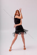 Elegant Latin Dance Dress with Fringe Detailing