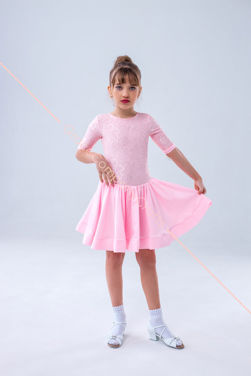 Rating dress for ballroom dancing from supplex and elastic guipure