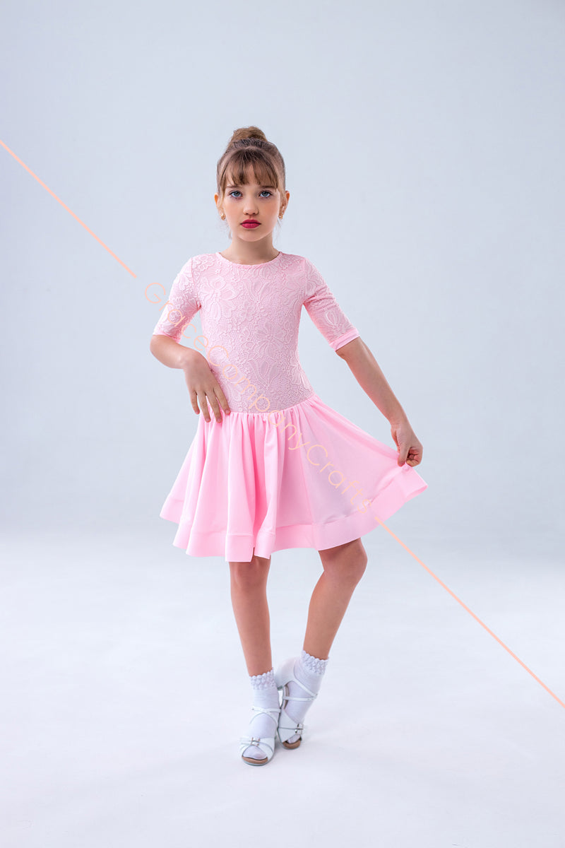 Rating dress for ballroom dancing from supplex and elastic guipure