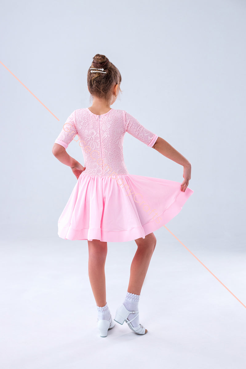 Rating dress for ballroom dancing from supplex and elastic guipure