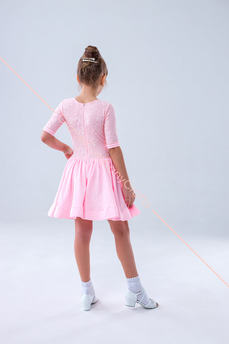 Rating dress for ballroom dancing from supplex and elastic guipure