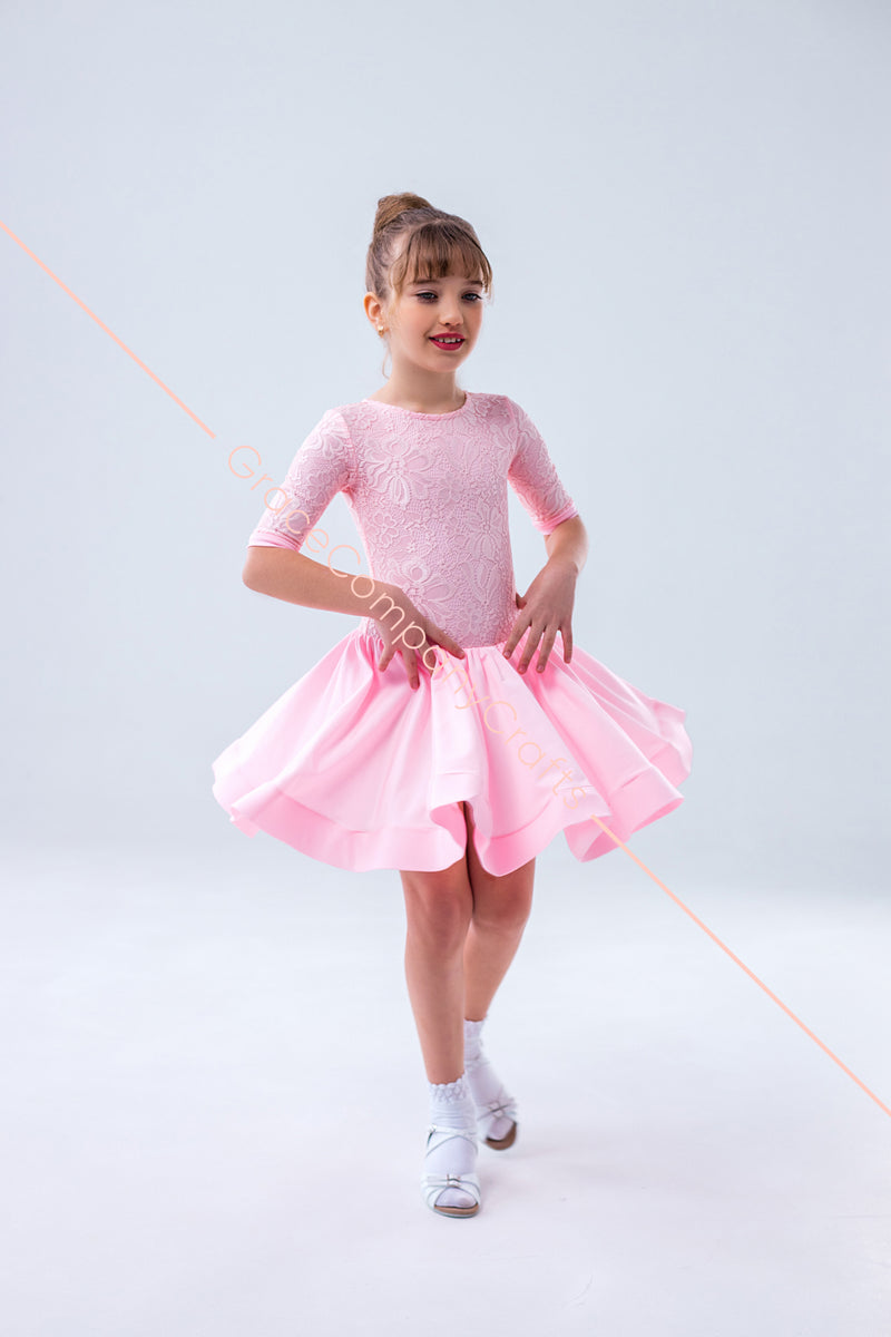 Rating dress for ballroom dancing from supplex and elastic guipure