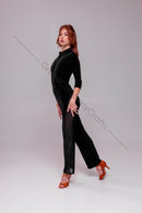 Black bodysuit for dancing. Tango bodysuit with buttons