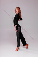 Ballroom dance trousers with mesh and leopard print