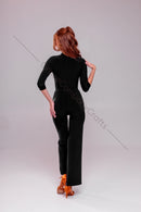 Ballroom dance trousers with mesh and leopard print