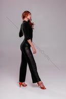 Ballroom dance trousers with mesh and leopard print