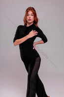 Ballroom dance trousers with mesh and leopard print