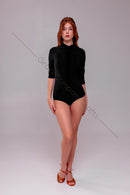 Black bodysuit for dancing. Tango bodysuit with buttons