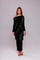 Asymmetric fringed tunic