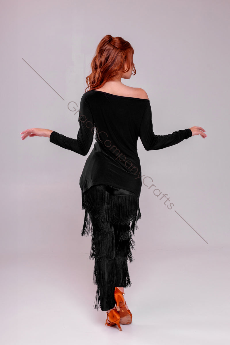 Women's Black Fringe Dance Pants