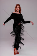 Asymmetric fringed tunic