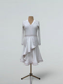White Dance Dress with Velvet Details and Raglan Sleeves