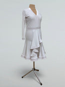 White Dance Dress with Velvet Details and Raglan Sleeves