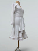 White Dance Dress with Velvet Details and Raglan Sleeves