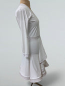 White Dance Dress with Velvet Details and Raglan Sleeves