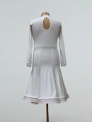 White Dance Dress with Velvet Details and Raglan Sleeves