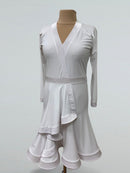 White Dance Dress with Velvet Details and Raglan Sleeves