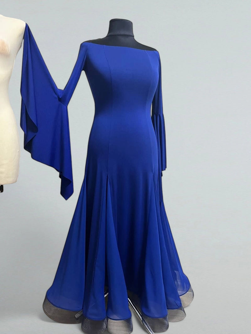 Electric Blue Ballroom Dress with Flounced Sleeves 2X / Other color Electric Blue Ballroom Dress with Flounced Sleeves 2X / Other color