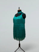 Emerald Fringe Dance Dress with Bodysuit and Cups