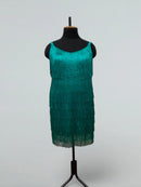 Emerald Fringe Dance Dress with Bodysuit and Cups