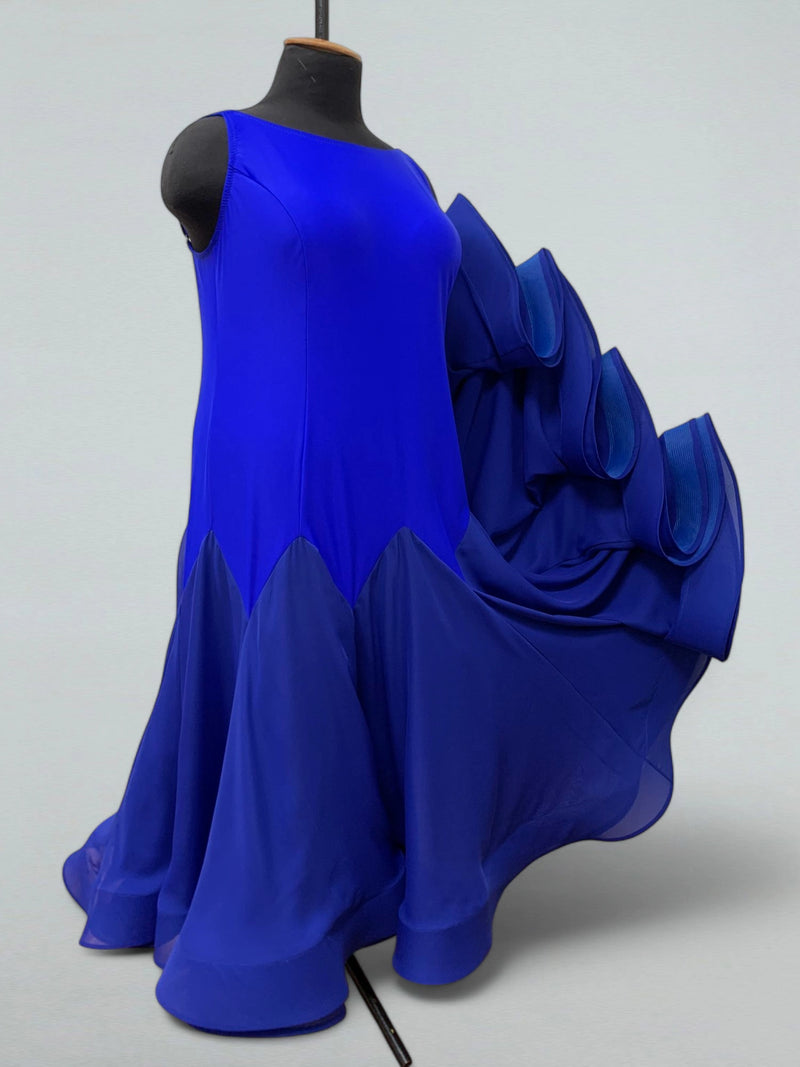 electric blue chiffon dress Electric Blue Stretch Satin Long Dress With Wrap-Over Slit And Lace-Up