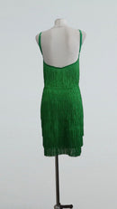 Green Fringe Dance Dress with Built-In Cups and Bodysuit