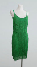 Green Fringe Dance Dress with Built-In Cups and Bodysuit