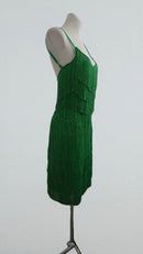 Green Fringe Dance Dress with Built-In Cups and Bodysuit