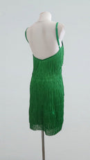 Green Fringe Dance Dress with Built-In Cups and Bodysuit