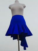 Electric Blue Dance Skirt with Asymmetrical Ruffle Hem