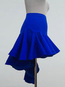 Electric Blue Dance Skirt with Asymmetrical Ruffle Hem