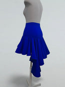 Electric Blue Dance Skirt with Asymmetrical Ruffle Hem