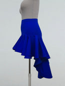Electric Blue Dance Skirt with Asymmetrical Ruffle Hem