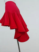 Red Dance Skirt with Asymmetric Flounce Hem