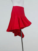 Red Dance Skirt with Asymmetric Flounce Hem