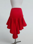 Red Dance Skirt with Asymmetric Flounce Hem