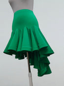 Green Dance Skirt with Asymmetrical Ruffle Hem