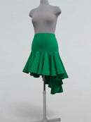 Green Dance Skirt with Asymmetrical Ruffle Hem