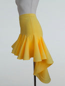 Yellow Asymmetrical Ruffle Dance Skirt