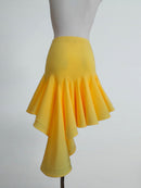Yellow Asymmetrical Ruffle Dance Skirt