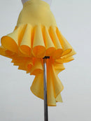 Yellow Asymmetrical Ruffle Dance Skirt