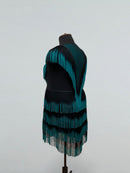 Black Dance Costume with Emerald Accents and Fringe
