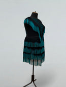 Black Dance Costume with Emerald Accents and Fringe